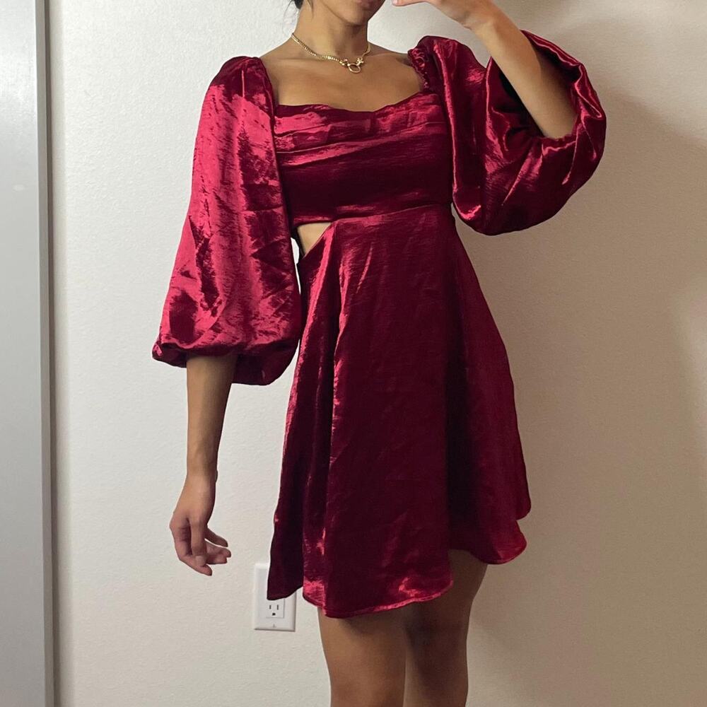 Burgundy Silky Dress